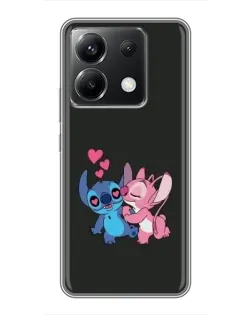 Чехол для Xiaomi POCO X6 5G с картинкой «Анжел целует Стича»