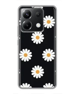 Чехол для Xiaomi POCO X6 5G с картинкой «Ромашки на черном»