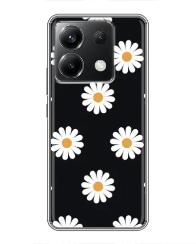 Чехол для Xiaomi POCO X6 5G с картинкой «Ромашки на черном»