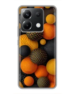 Чехол для Xiaomi POCO X6 5G с картинкой «Объемные оранжевые сферы»