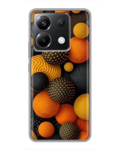 Чехол для Xiaomi POCO X6 5G с картинкой «Объемные оранжевые сферы»