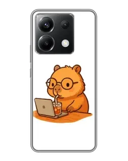 Чохол для Xiaomi POCO X6 5G з картинкою «Капібара з ноутбуком»