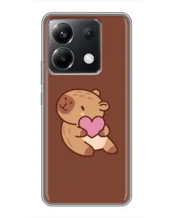 Чохол для Xiaomi POCO X6 5G з картинкою «Капібара з серцем»