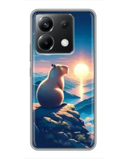 Чохол для Xiaomi POCO X6 5G з картинкою «Захід сонця з капібарою»