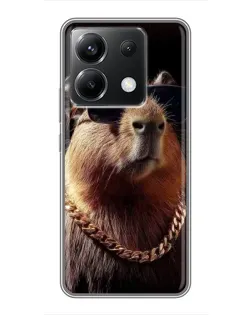 Чохол для Xiaomi POCO X6 5G з картинкою «Капібара золотий ланцюг»