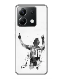 Чехол для Xiaomi POCO X6 5G с картинкой «Черно-белый силуэт Месси»