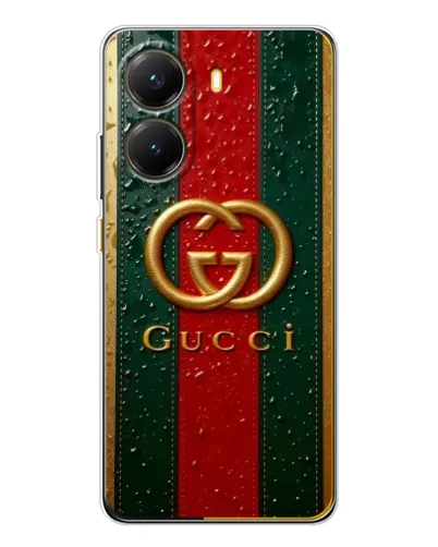 Чехол для Xiaomi POCO X7 Pro с картинкой «Gucci — фирменная полоса и золото» Чехол для Xiaomi POCO X7 Pro с картинкой «Gucci — фирменная полоса и золото»