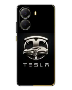 Чехол для Xiaomi POCO X7 Pro с картинкой «Tesla — серебристое авто» Чехол для Xiaomi POCO X7 Pro с картинкой «Tesla — серебристое авто»