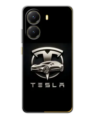 Чехол для Xiaomi POCO X7 Pro с картинкой «Tesla — серебристое авто» Чехол для Xiaomi POCO X7 Pro с картинкой «Tesla — серебристое авто»