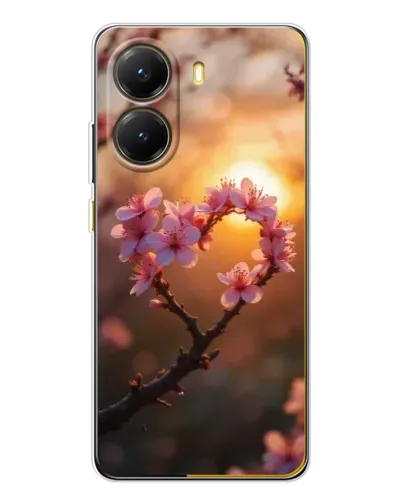 Чехол для Xiaomi POCO X7 Pro с картинкой «Розовый цвет сердце на фоне заката» Чехол для Xiaomi POCO X7 Pro с картинкой «Розовый цвет сердце на фоне заката»