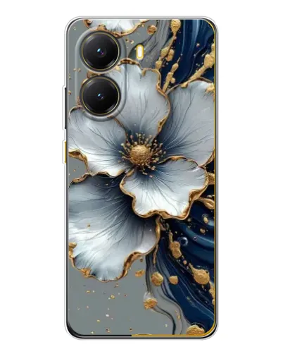 Чехол для Xiaomi POCO X7 Pro с картинкой «Белый цветок и золотой флюид» Чехол для Xiaomi POCO X7 Pro с картинкой «Белый цветок и золотой флюид»