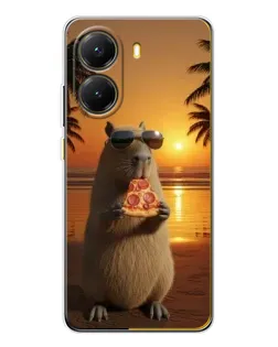 Чохол для Xiaomi POCO X7 Pro з картинкою «Капібара з піцою»