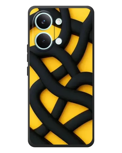 Чехол для Xiaomi Poco X8 Pro Max с картинкой «Черное желтое переплетение» Чехол для Xiaomi Poco X8 Pro Max с картинкой «Черное желтое переплетение»