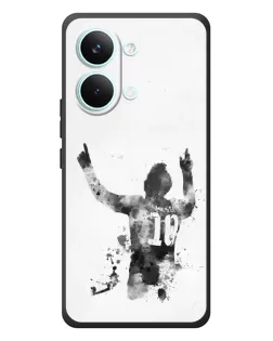 Чехол для Xiaomi Poco X8 Pro Max с картинкой «Черно-белый силуэт Месси»