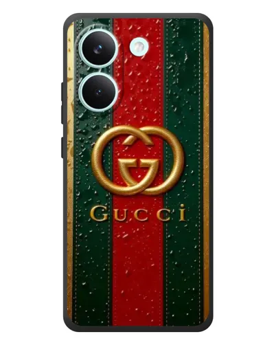Чехол для Xiaomi Poco X8 Pro с картинкой «Gucci — фирменная полоса и золото» Чехол для Xiaomi Poco X8 Pro с картинкой «Gucci — фирменная полоса и золото»