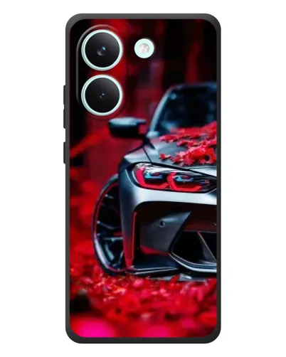 Чехол для Xiaomi Poco X8 Pro с картинкой «Спортивная BMW и цветы»