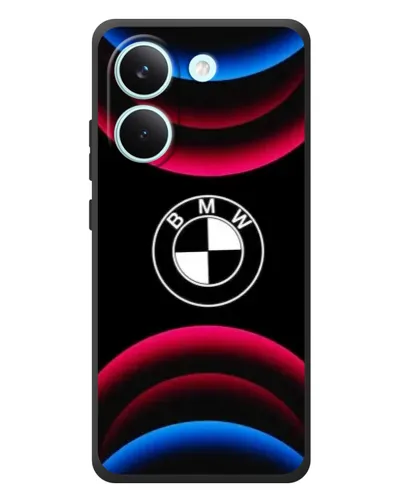 Чехол для Xiaomi Poco X8 Pro с картинкой «Логотип BMW и неоновые дуги»