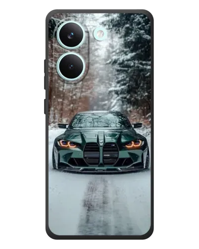Чехол для Xiaomi Poco X8 Pro с картинкой «BMW в зимнем лесу»