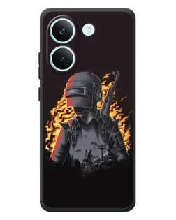 Чехол для Xiaomi Poco X8 Pro с картинкой «PUBG — огненный силуэт»