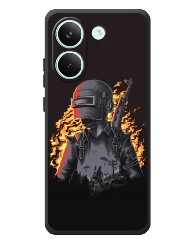 Чехол для Xiaomi Poco X8 Pro с картинкой «PUBG — огненный силуэт»