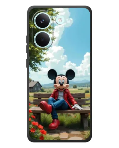Чехол для Xiaomi Poco X8 Pro с картинкой «Микки на скамейке»