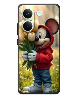 Чехол для Xiaomi Poco X8 Pro с картинкой «Микки с тюльпанами»