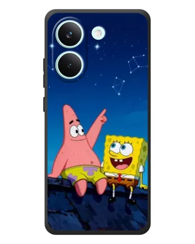 Чехол для Xiaomi Poco X8 Pro с картинкой «Губка Боб и Патрик ночью»