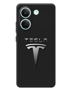 Чехол для Xiaomi Poco X8 Pro с картинкой «Стальной логотип Tesla»