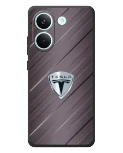 Чехол для Xiaomi Poco X8 Pro с картинкой «Металлическая текстура Tesla»