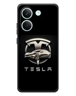 Чехол для Xiaomi Poco X8 Pro с картинкой «Tesla — серебристое авто»