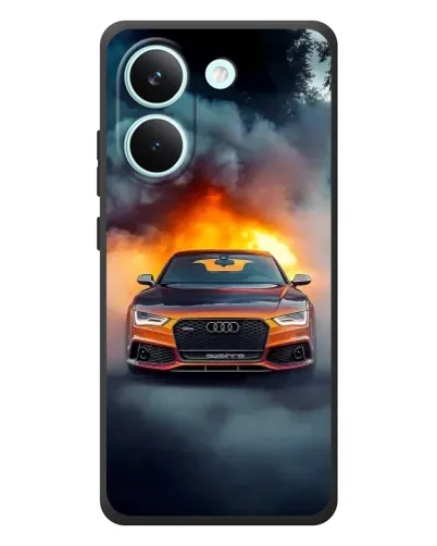 Чехол для Xiaomi Poco X8 Pro с картинкой «Audi в огненном дыму»