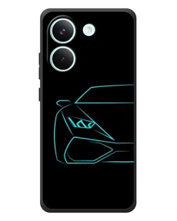 Чехол для Xiaomi Poco X8 Pro с картинкой «Голубой силуэт Lamborghini»