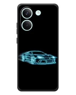 Чехол для Xiaomi Poco X8 Pro с картинкой «Неоновый контур Lamborghini»