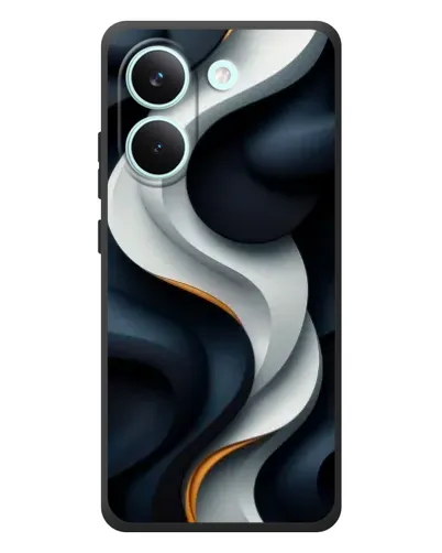 Чехол для Xiaomi Poco X8 Pro с картинкой «Объемные черно-белые ленты» Чехол для Xiaomi Poco X8 Pro с картинкой «Объемные черно-белые ленты»