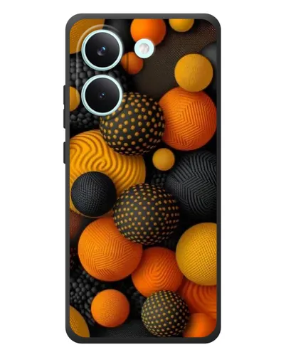 Чехол для Xiaomi Poco X8 Pro с картинкой «Объемные оранжевые сферы» Чехол для Xiaomi Poco X8 Pro с картинкой «Объемные оранжевые сферы»