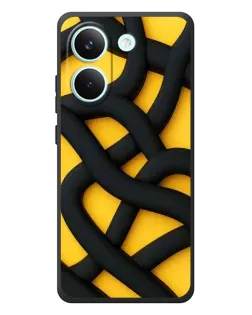 Чехол для Xiaomi Poco X8 Pro с картинкой «Черное желтое переплетение»