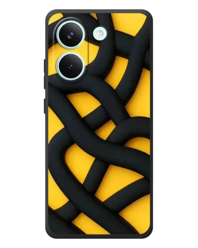 Чехол для Xiaomi Poco X8 Pro с картинкой «Черное желтое переплетение» Чехол для Xiaomi Poco X8 Pro с картинкой «Черное желтое переплетение»