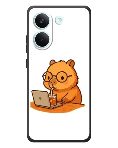 Чехол для Xiaomi Poco X8 Pro с картинкой «Капибара с ноутбуком» Чехол для Xiaomi Poco X8 Pro с картинкой «Капибара с ноутбуком»