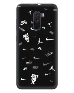 Чехол для Xiaomi POCO F1 с картинкой «Nike Black Pattern» Чехол для Xiaomi POCO F1 с картинкой «Nike Black Pattern»