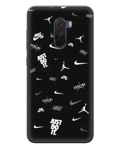 Чехол для Xiaomi POCO F1 с картинкой «Nike Black Pattern» Чехол для Xiaomi POCO F1 с картинкой «Nike Black Pattern»