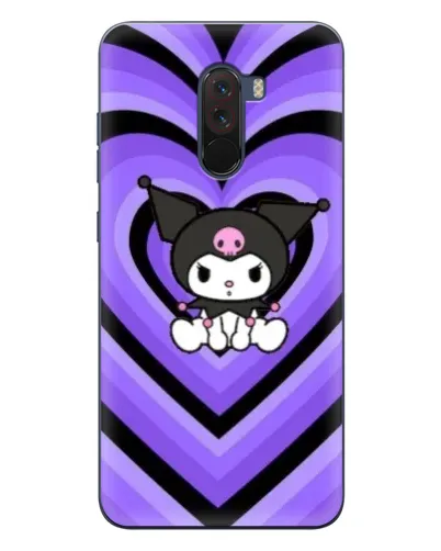 Чехол для Xiaomi POCO F1 с картинкой «Kuromi и фиолетовые сердца»