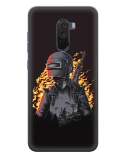 Чехол для Xiaomi POCO F1 с картинкой «PUBG — огненный силуэт»