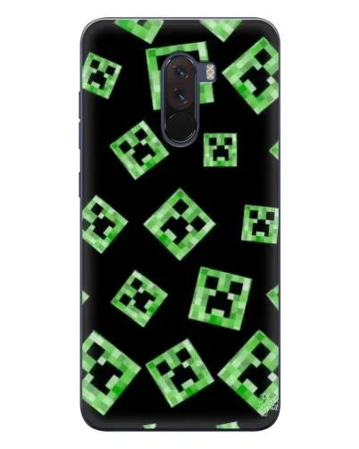Чехол для Xiaomi POCO F1 с картинкой «Паттерн с криперами»
