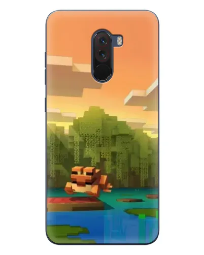 Чехол для Xiaomi POCO F1 с картинкой «Майнкрафт закат солнца»