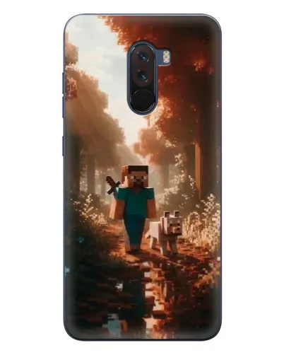 Чехол для Xiaomi POCO F1 с картинкой «Стив в лесу»