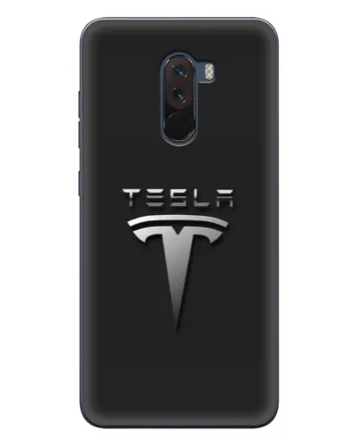 Чехол для Xiaomi POCO F1 с картинкой «Стальной логотип Tesla»