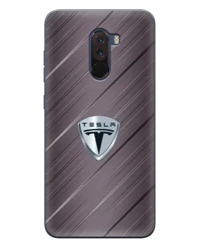 Чехол для Xiaomi POCO F1 с картинкой «Металлическая текстура Tesla»