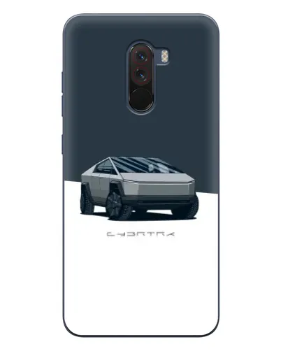 Чехол для Xiaomi POCO F1 с картинкой «Серебристый Cybertruck Tesla»
