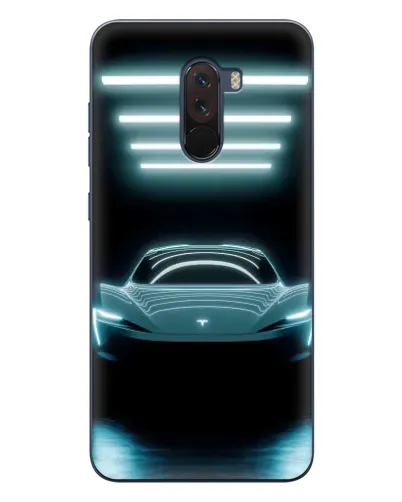 Чехол для Xiaomi POCO F1 с картинкой «Tesla в неоне»