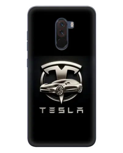 Чехол для Xiaomi POCO F1 с картинкой «Tesla — серебристое авто»